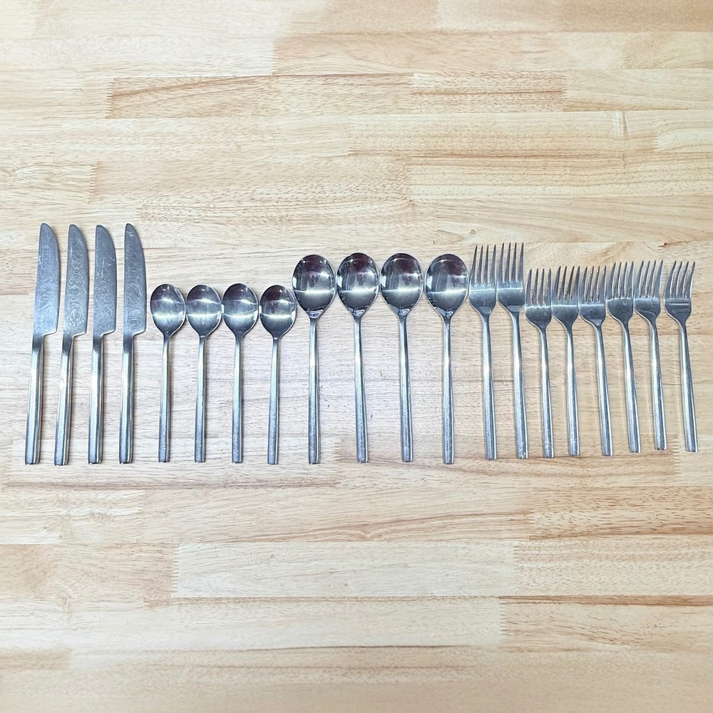 Cambridge Silversmiths Stainless Steel Flatware Set Modern Silverware 19 Piece